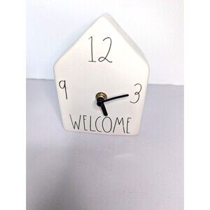 Rae Dunn House Shaped Welcome Home Ceramic Clock Artisan Collection Magenta